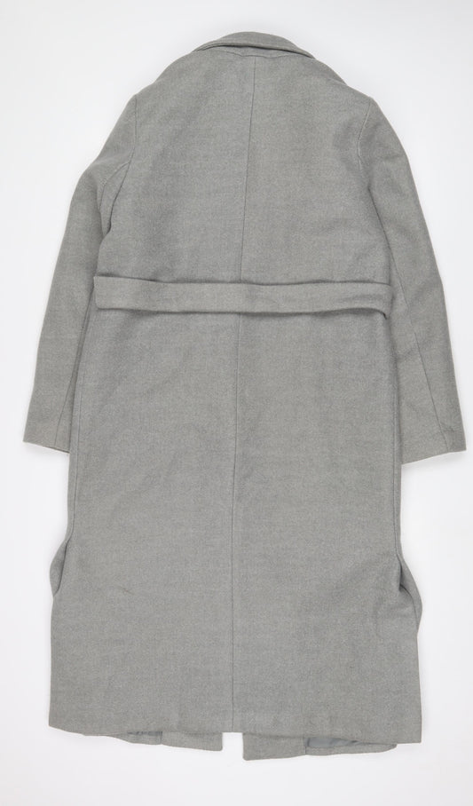 New Look Womens Grey Overcoat Coat Size 12 Snap