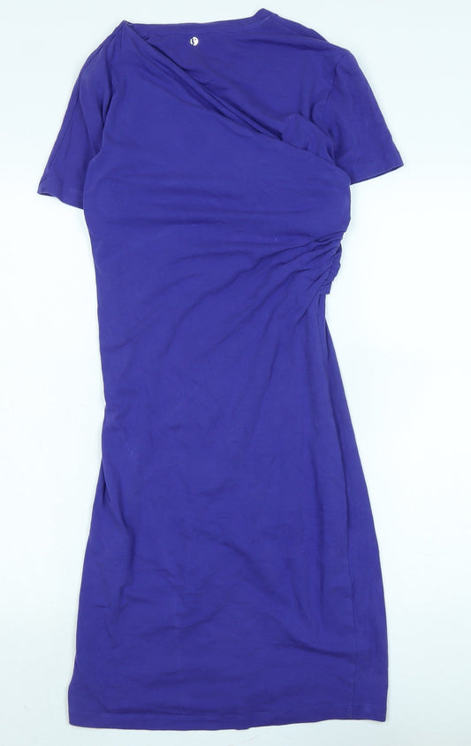 Carven Womens Purple Cotton Bodycon Size L Crew Neck - Logo
