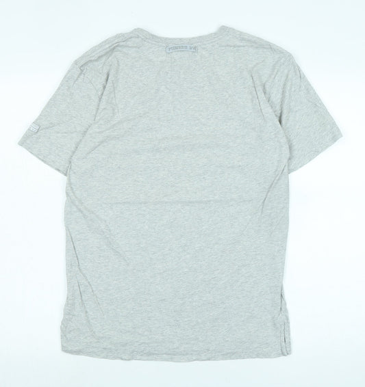 Pussers navy Mens Grey Cotton T-Shirt Size S Crew Neck - Logo