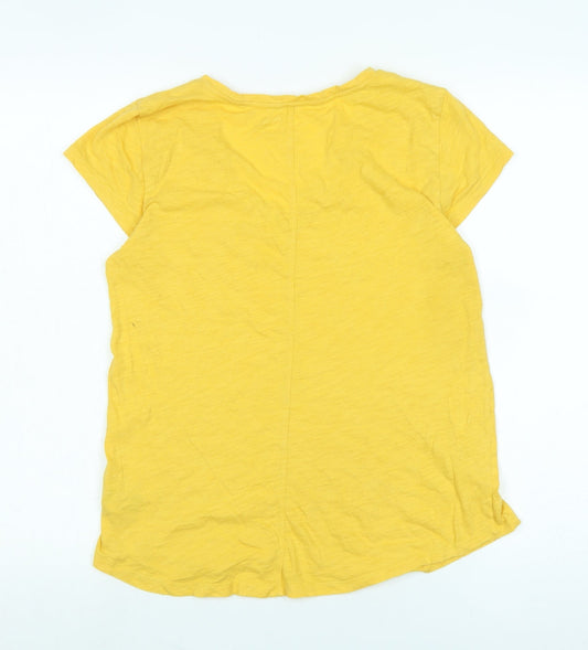Gap Womens Yellow Cotton Basic T-Shirt Size S V-Neck - Logo