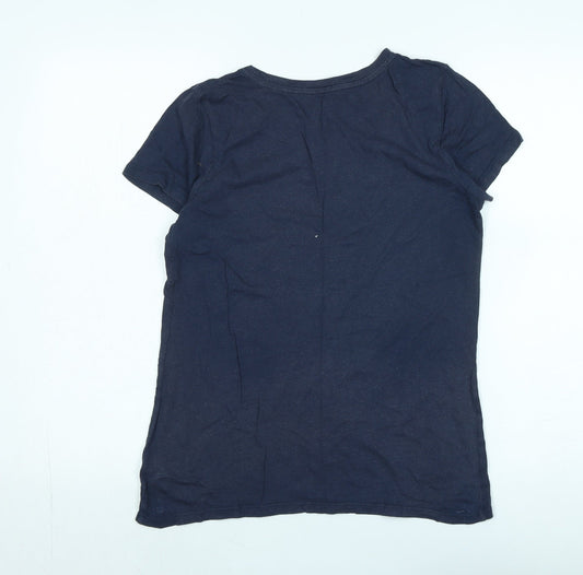 Gap Womens Blue Cotton Basic T-Shirt Size M V-Neck - Logo