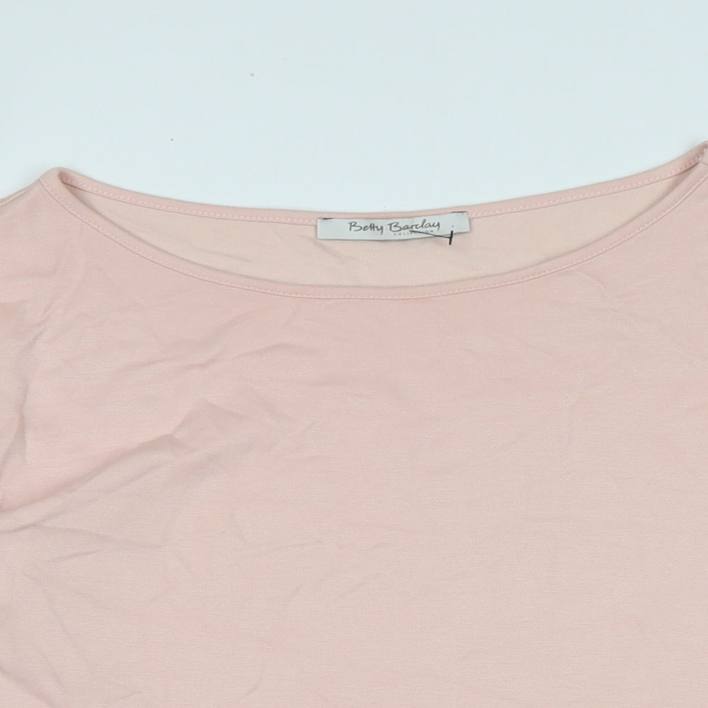 Betty Barclay Womens Pink Polyacrylate Fibre Basic Blouse Size 12 Scoop Neck - Logo