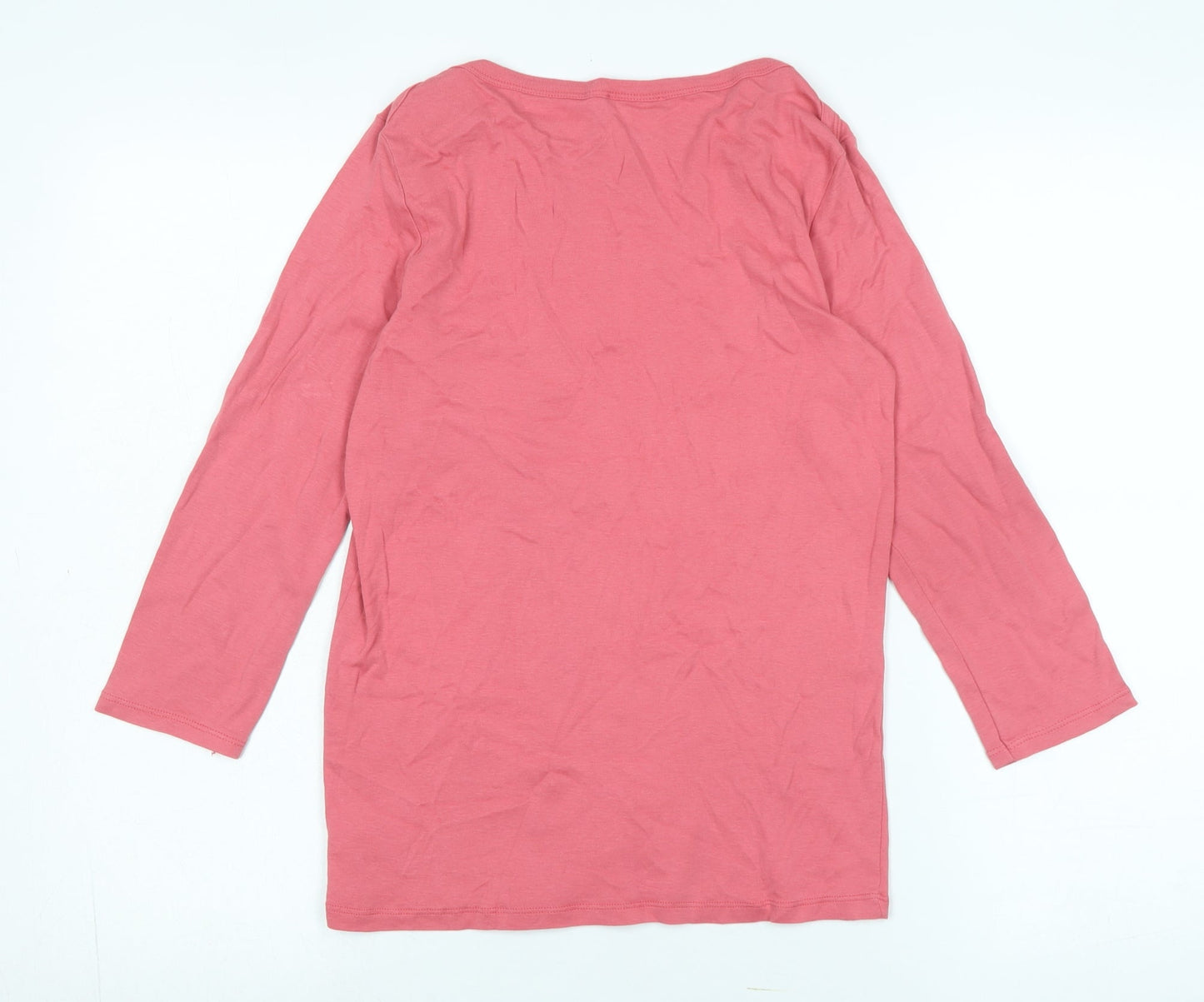 United Colors of Benetton Womens Pink Cotton Jersey T-Shirt Size M Boat Neck - Logo