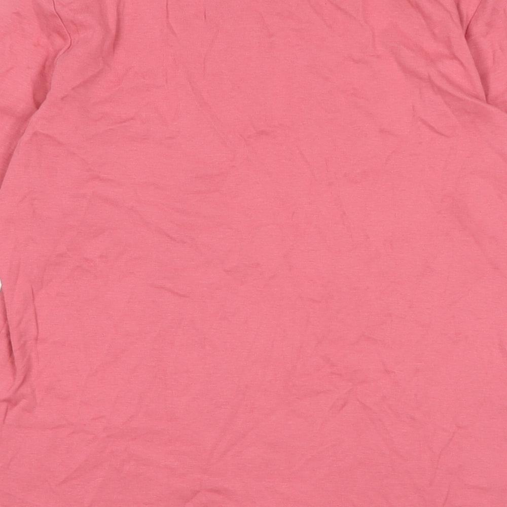 United Colors of Benetton Womens Pink Cotton Jersey T-Shirt Size M Boat Neck - Logo