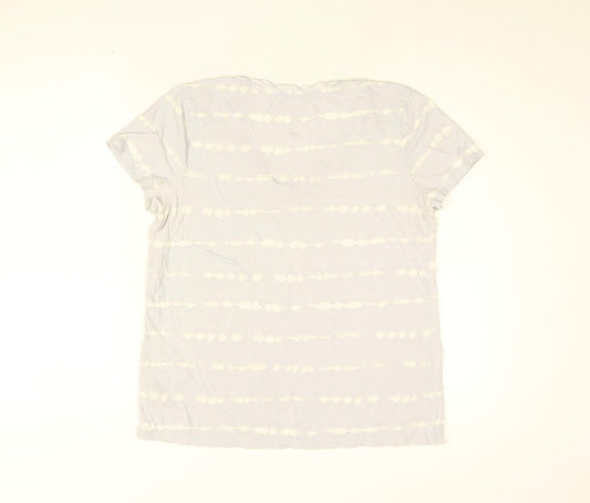 Gap Womens Purple Geometric Cotton Basic T-Shirt Size L V-Neck - Tie Dye