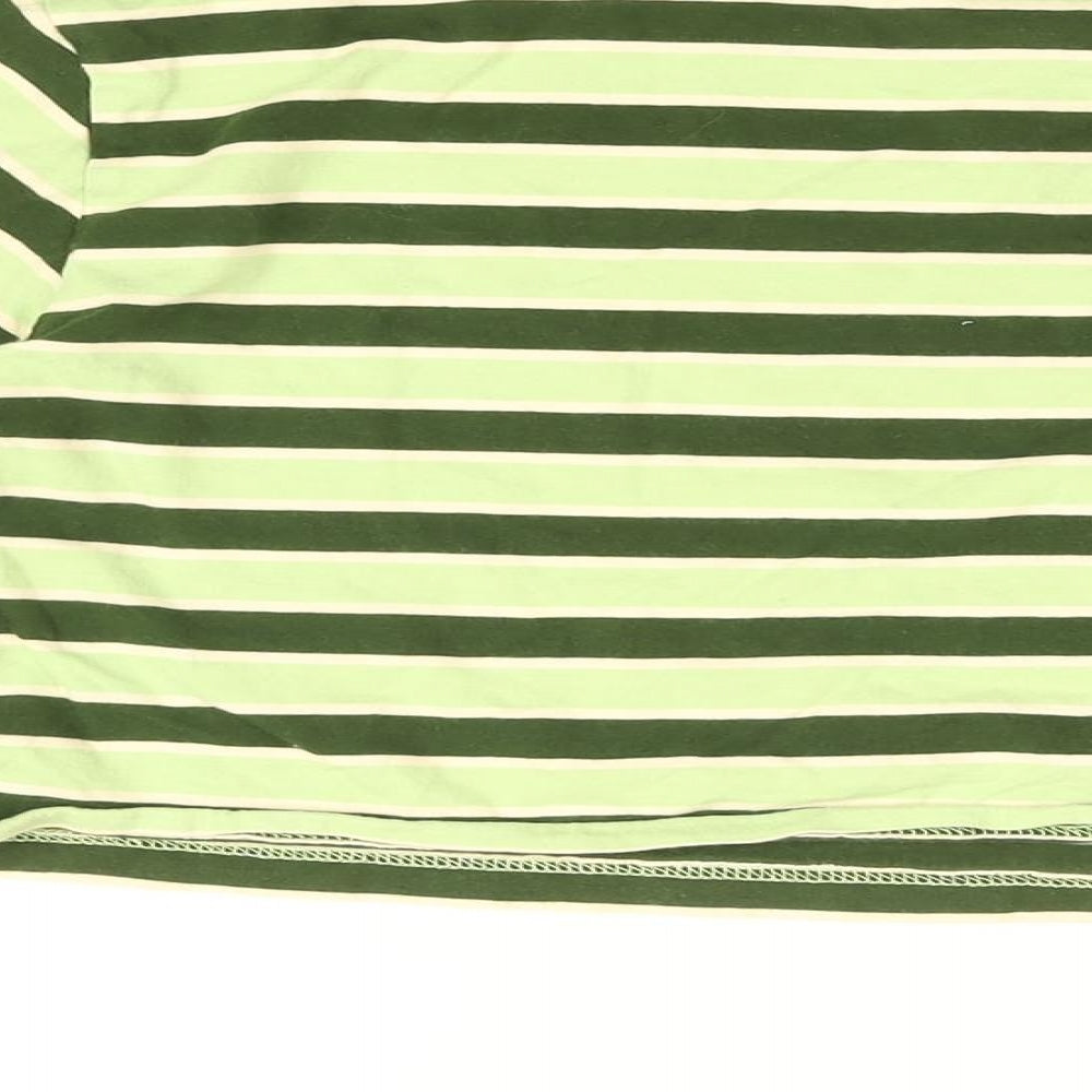 Kickers Womens Green Striped Cotton Cropped T-Shirt Size M Round Neck