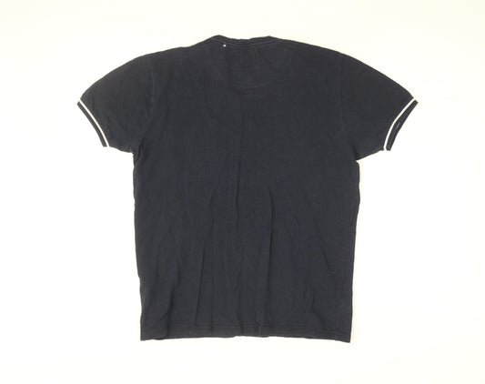 Denim & Flower Mens Blue Cotton T-Shirt Size M Round Neck