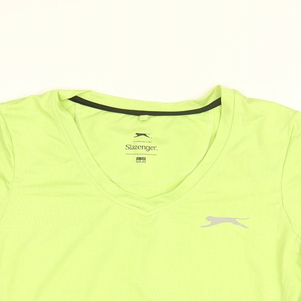 Slazenger Womens Green Polyester Basic T-Shirt Size 12 V-Neck Pullover
