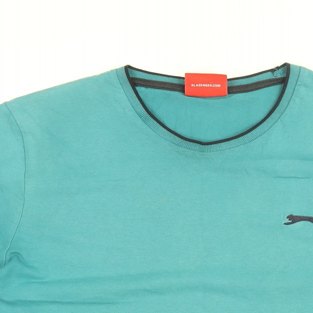 Slazenger Mens Blue Cotton T-Shirt Size S Round Neck