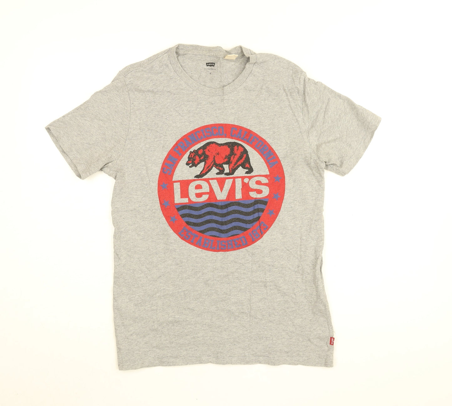 Levi's Mens Grey Cotton T-Shirt Size S Round Neck - Levi's San Francisco