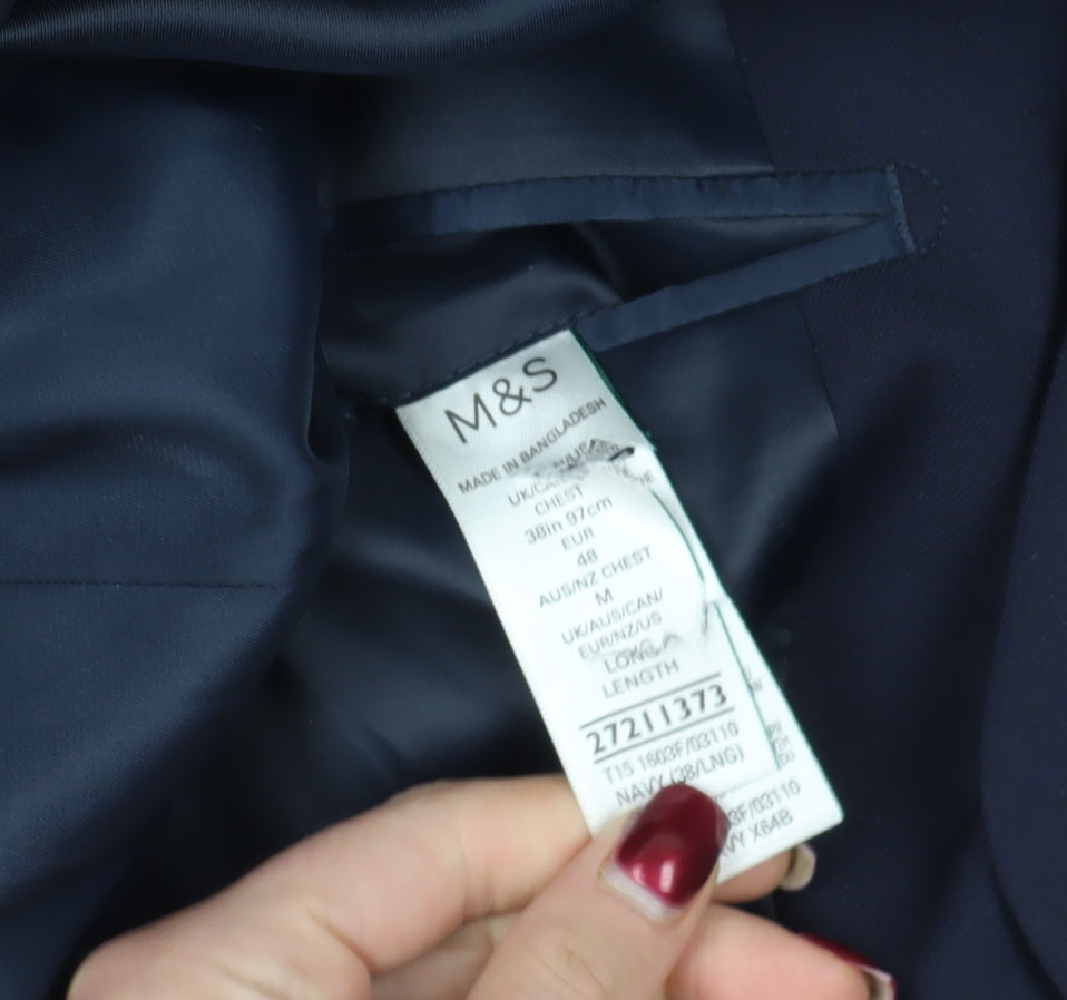 Brand and care label for Marks & Spencer Blue Regular Fit Blazer - M