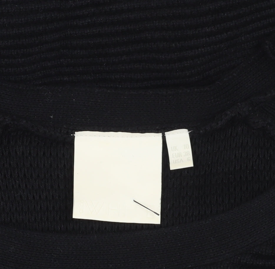Brand and care label for ASOS Black Cotton Knit Dress, size 10, Long Sleeve