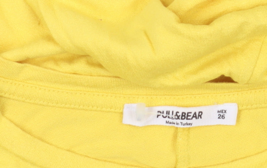 Close-up detail of Pull&Bear Yellow Cotton Sleeveless Tank Dress, size 6