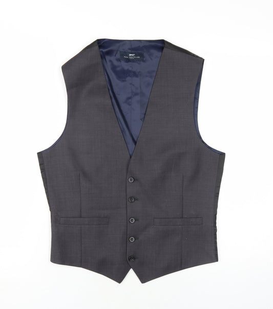 Paul Costelloe Mens Grey Wool Jacket Suit Waistcoat Size 38 Regular
