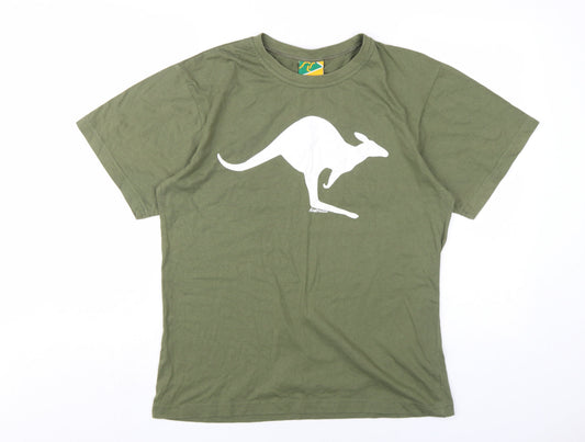 Womens UK Size M Australian Made Green Cotton T-Shirt