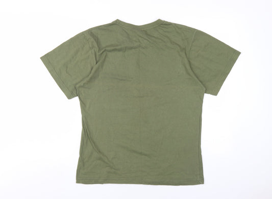 Australian Made Womens Green Cotton Basic T-Shirt Size M Round Neck - Kangaroo