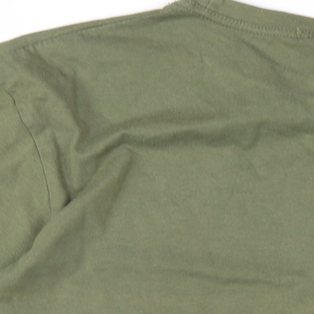 Australian Made Womens Green Cotton Basic T-Shirt Size M Round Neck - Kangaroo