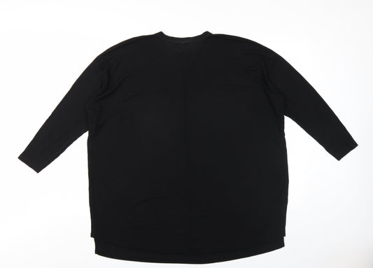 ASOS Womens Black Polyester Basic T-Shirt Size 10 Round Neck - Side Slits