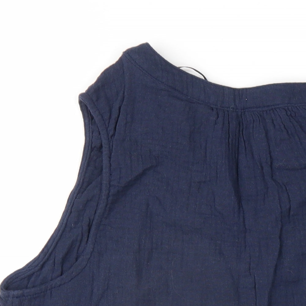VERO MODA Womens Blue Cotton Basic Tank Size M V-Neck