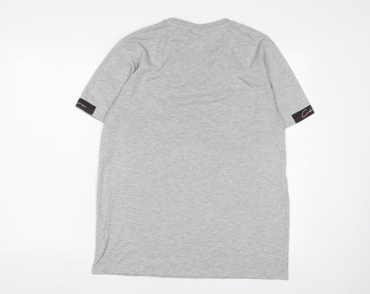 Closure Mens Grey Cotton T-Shirt Size L Crew Neck - Logo