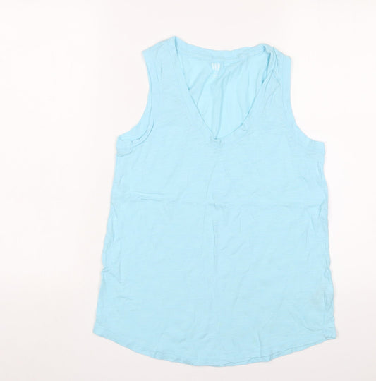 Gap Womens Blue Cotton Basic T-Shirt Size S V-Neck