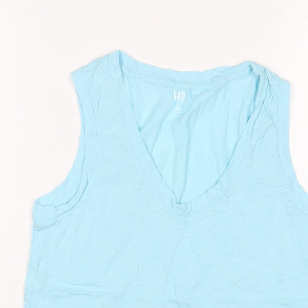 Gap Womens Blue Cotton Basic T-Shirt Size S V-Neck