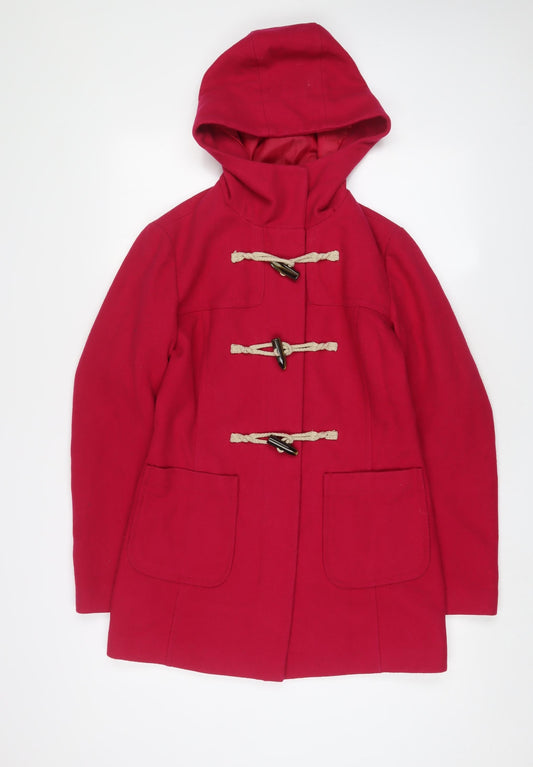 United Colors of Benetton Womens Pink Overcoat Coat Size 10 Button