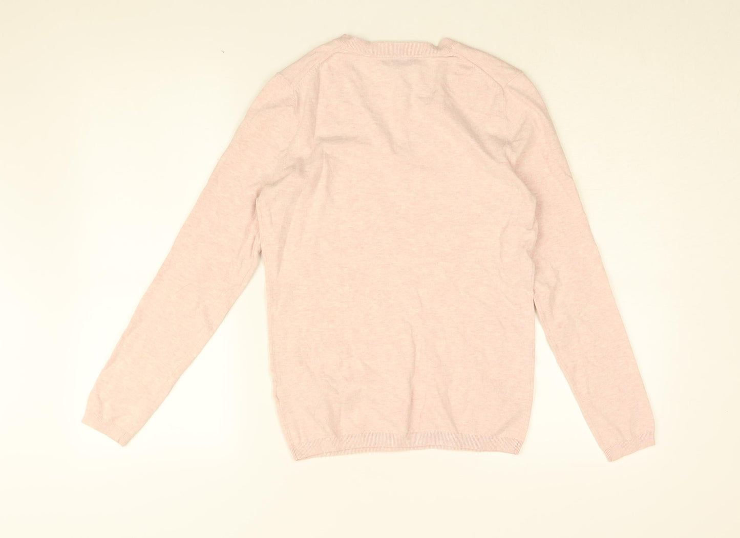 Tommy Hilfiger Womens Pink V-Neck Cotton Pullover Jumper Size S