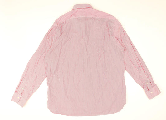 Polo Ralph Lauren Mens Red Striped Cotton Dress Shirt Size 44 Collared Button