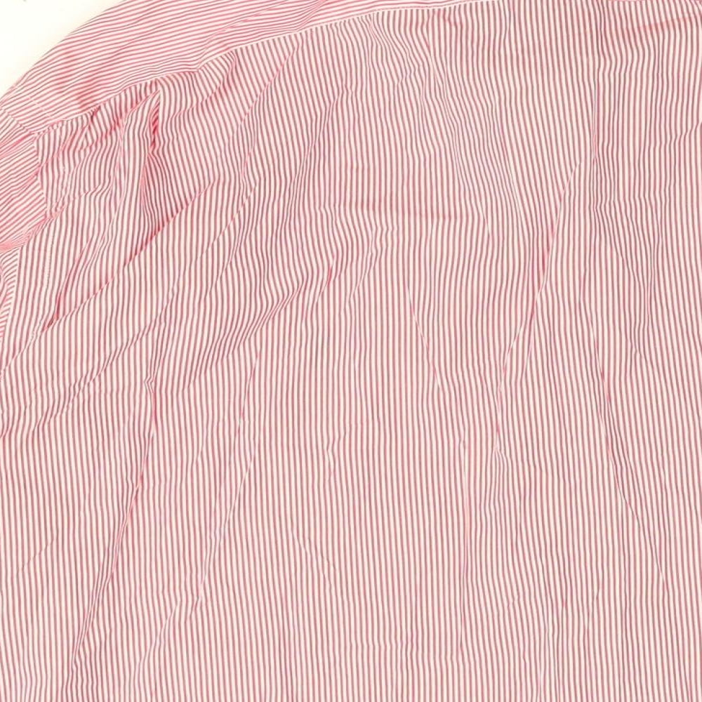 Polo Ralph Lauren Mens Red Striped Cotton Dress Shirt Size 44 Collared Button
