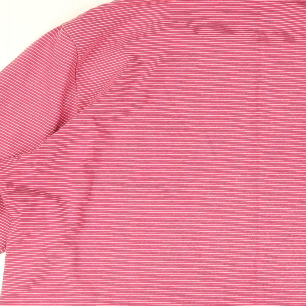 Lands' End Womens Pink Striped Cotton Basic T-Shirt Size S Round Neck