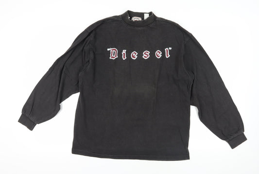 Diesel Black Cotton Logo Pullover Sweatshirt L