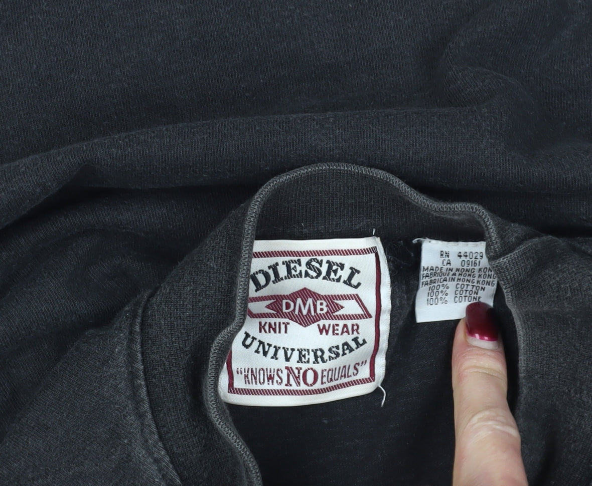 Diesel Black Cotton Logo Pullover Sweatshirt L