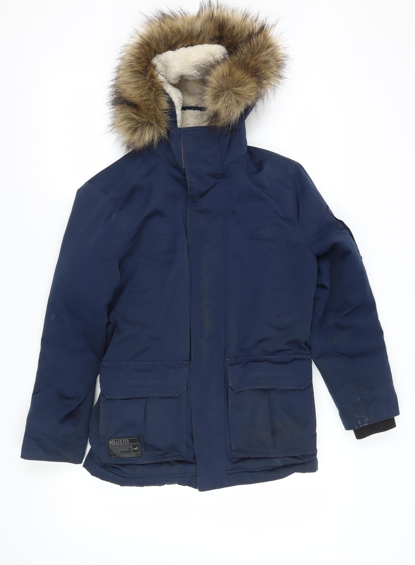 Hollister Blue XS Waterproof Parka Coat