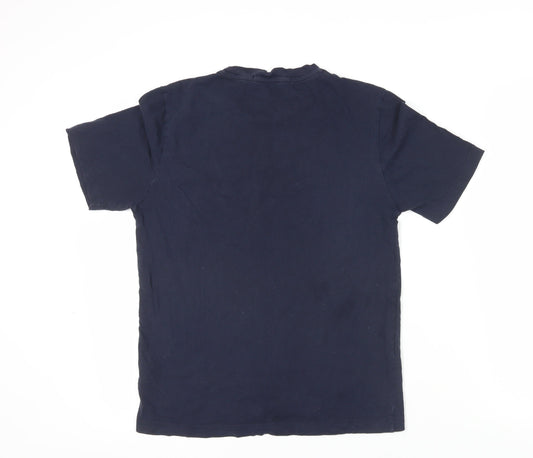 Calvin Klein Blue Crew Neck T-Shirt, Medium, Logo Detail
