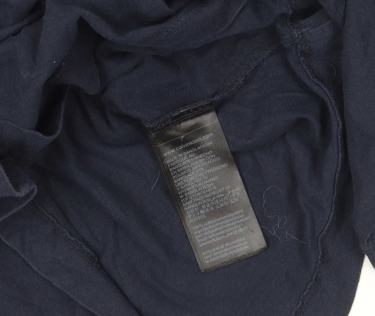 Calvin Klein Blue Crew Neck T-Shirt, Medium, Logo Detail