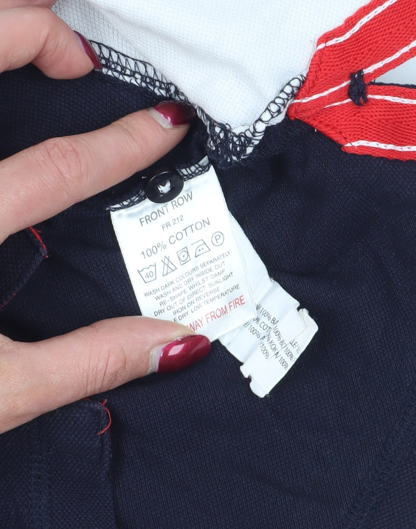 Brand and care label for Front Row Black Colourblock Polo Shirt S