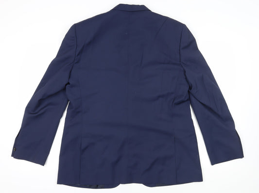 Jaeger Mens Navy Blue Wool Suit Jacket 46 Regular