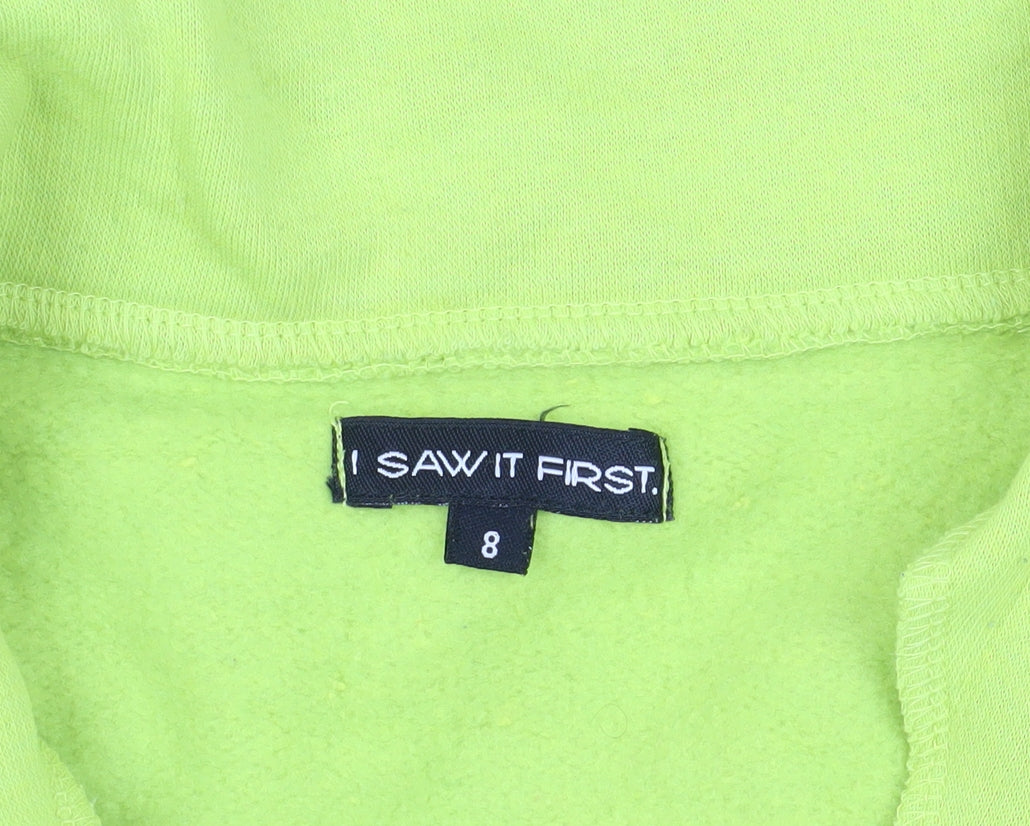 Brand and care label for I Saw It First Green Pullover Sweatshirt, size 8