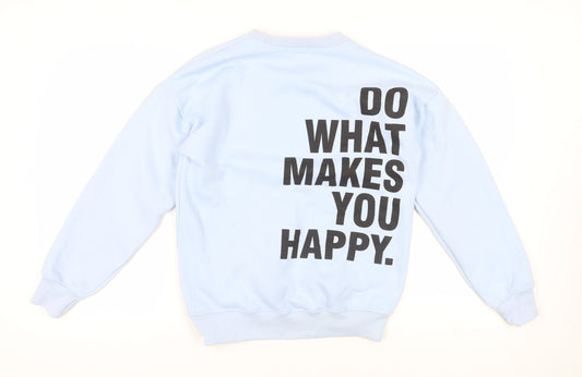 Light Blue Graphic Print Sweatshirt M