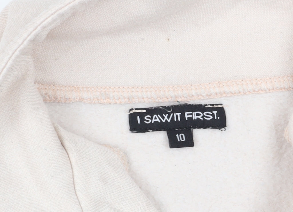 Brand and care label for I SAW IT FIRST Colourblock Sweatshirt, size 10