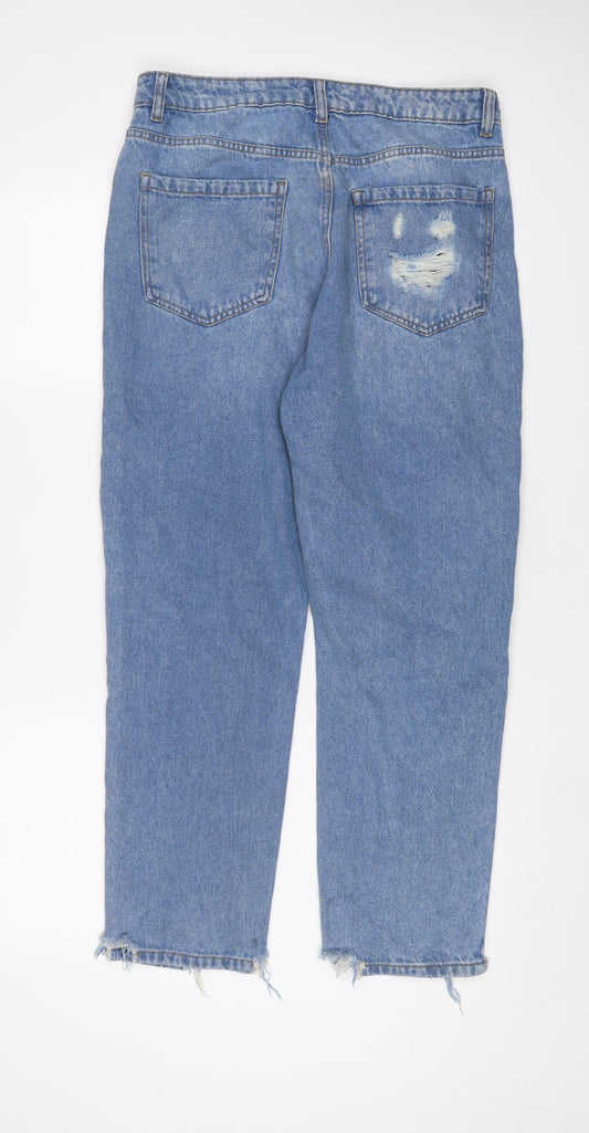 M-17 Womens Blue Cotton Straight Jeans Size 14 L29 in Regular Zip