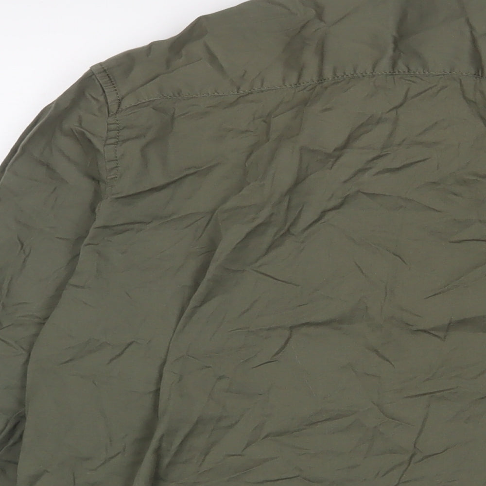 Field Pro Mens Green Cotton Button-Up Size L Collared Buckle