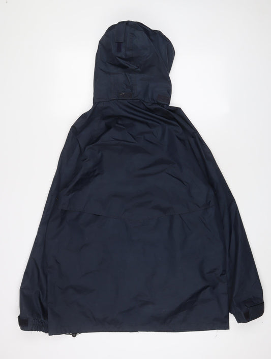 Wynnster Mens Blue Rain Coat Coat Size M Zip - Logo, Embroidered