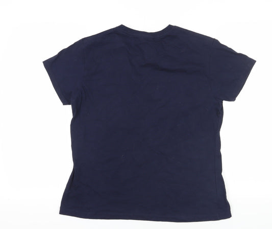 Womens UK Size 14 T-34 Blue 100% Cotton T-Shirt