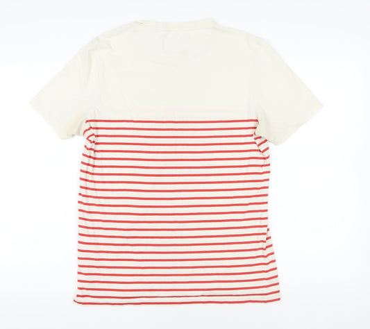 Lyle & Scott Beige Red Striped T-Shirt Size L