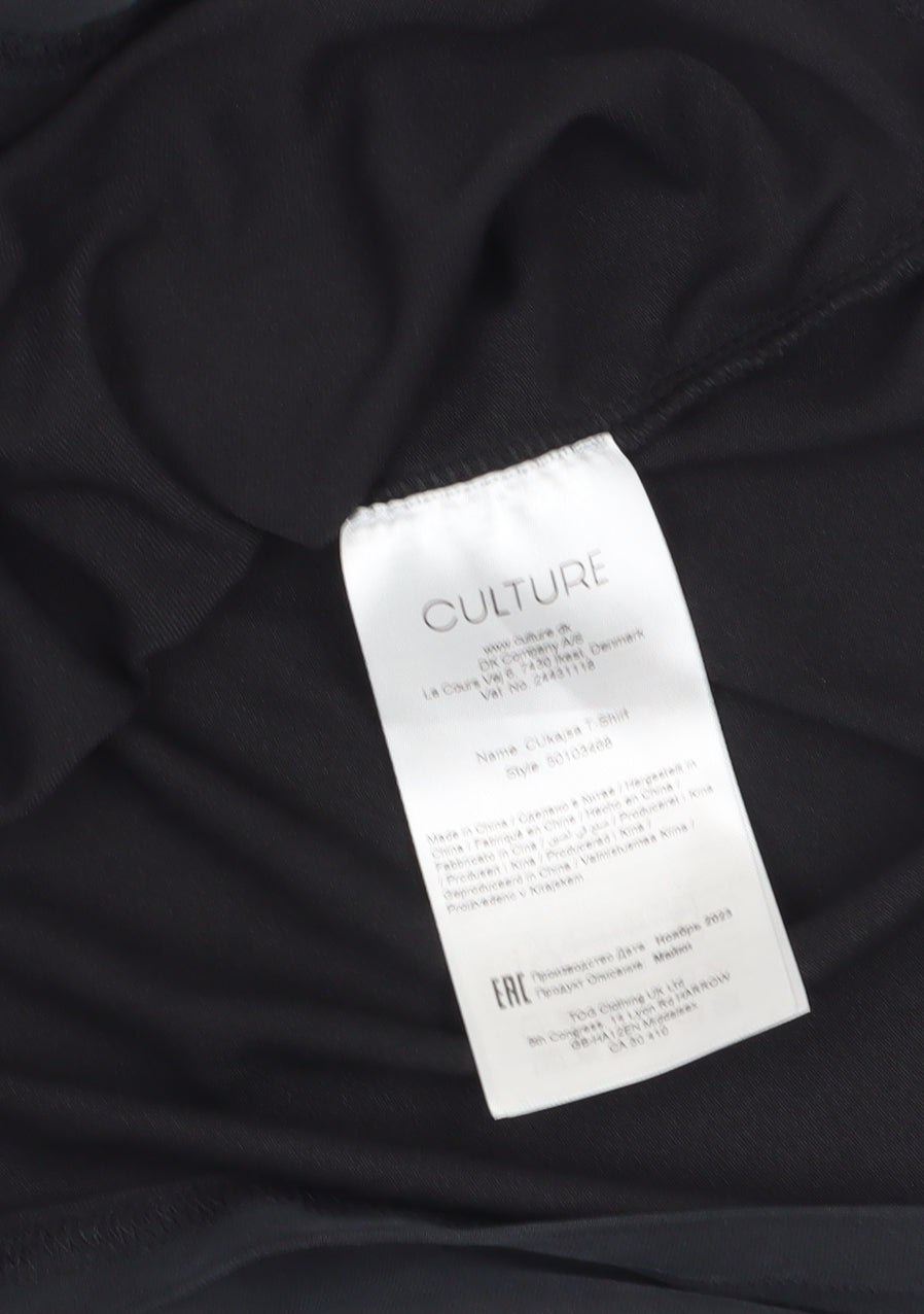 Brand and care label for Culture Black Short Sleeve Basic T-Shirt -, size M
