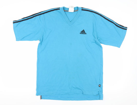 Unisex Adultss UK Size M Adidas Blue Cotton T-Shirt