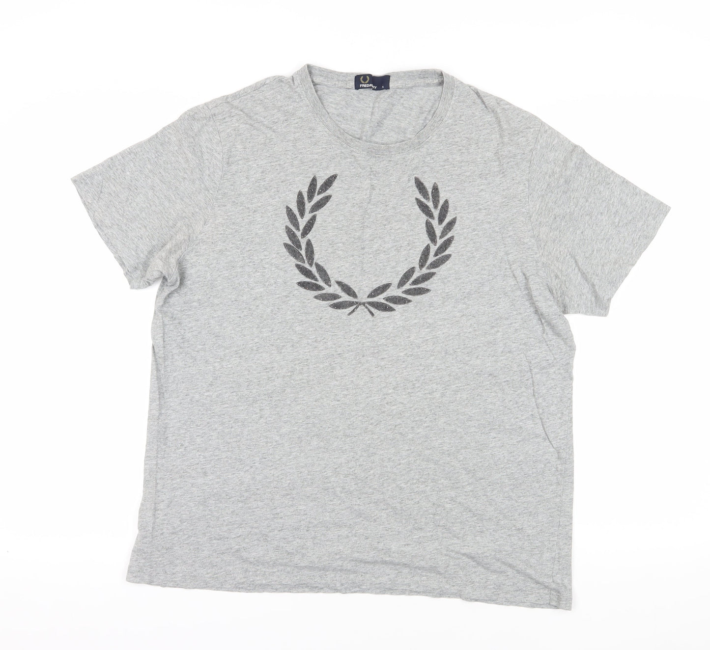Fred Perry Grey Cotton Logo T-Shirt, Medium