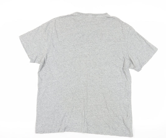 Fred Perry Grey Cotton Logo T-Shirt, Medium